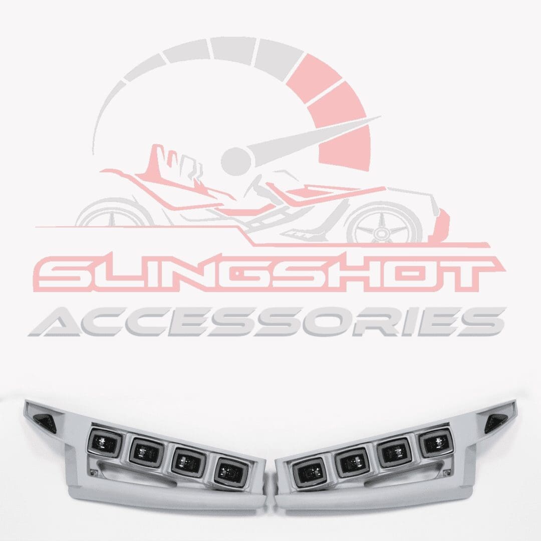 Pair of sleek, modern LED lights for Slingshot vehicles.