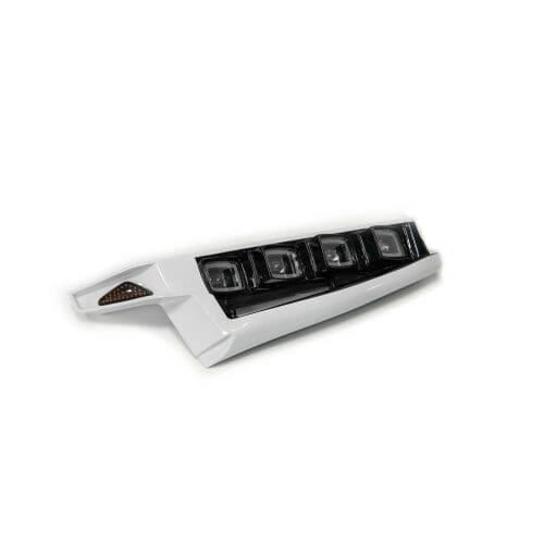 Modern white car LED tail light with sleek design.