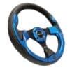 Black and blue gaming steering wheel controller.