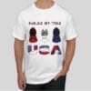 IMG_6249 White T-shirt with 'USA' and patriotic designs.