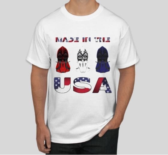 IMG_6249 White T-shirt with 'USA' and patriotic designs.