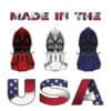 IMG_6250 Three pairs of shoes with 'Made in the USA' text.