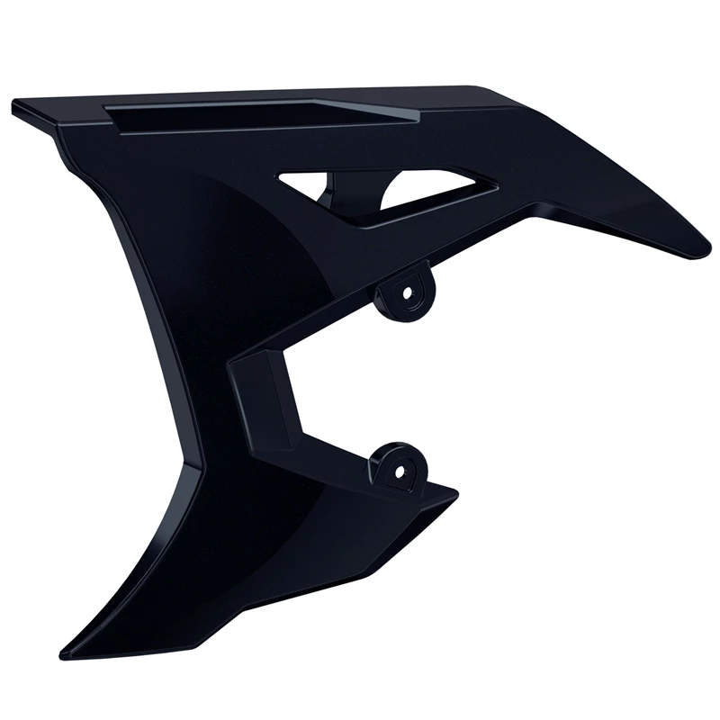 2881740-809_1 Black motorcycle rear fender extension with mounting points.