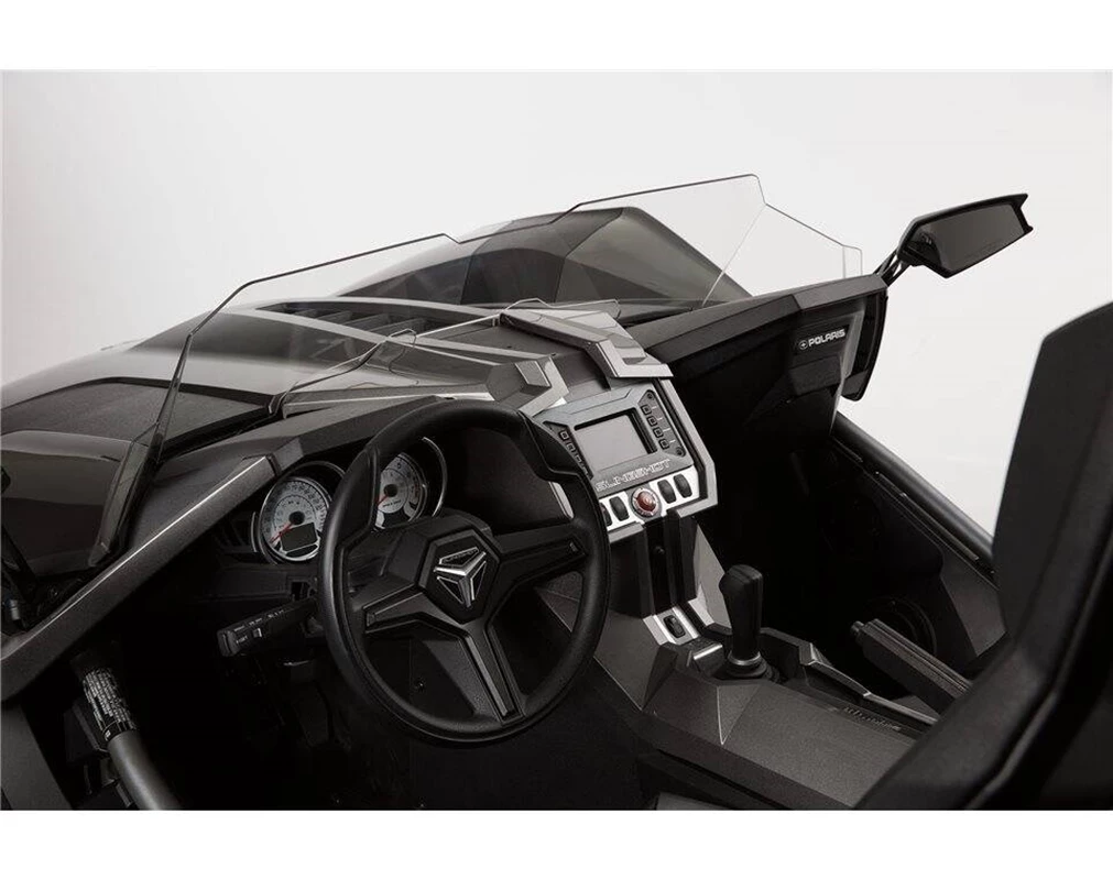 2881751_alternate3 Dashboard and steering wheel of a Polaris Slingshot vehicle.