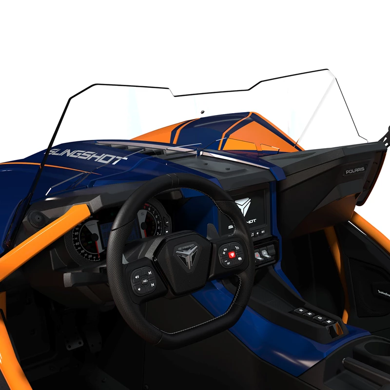 2881913-03_om Interior view of a modern car with a sporty steering wheel and digital dashboard.
