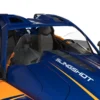 2881913-04_om A close-up of a blue and orange Slingshot vehicle interior with bucket seats.