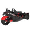 2883847-293_alt2 A sleek black and red three-wheeled vehicle with a sporty design.