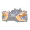 blue and orange-tinted fender accessories