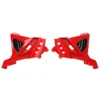 2884605-293_alt1 Pair of red plastic motorcycle fairing side panels with black vents.