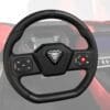 2884793 Close-up of a modern car steering wheel with control buttons.