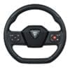 2884793_alt4 A modern car steering wheel with integrated control buttons.