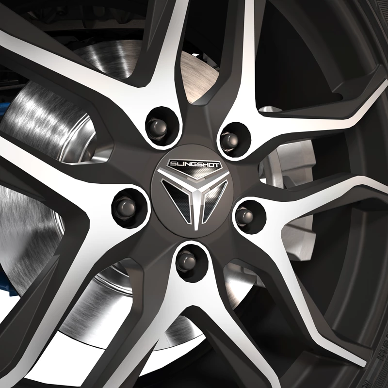 2884819-458_alt2 Close-up of a stylish black and silver car wheel rim.