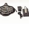 IMG_4045 LED strip glove with power adapter and battery pack on white background.