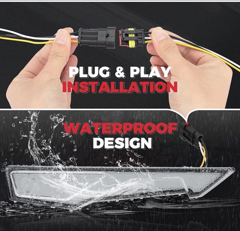 IMG_4090 Hands showing plug and play installation with waterproof design feature.