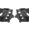 Two black angular plastic automotive panels placed symmetrically.