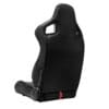 IMG_4767 Black ergonomic racing seat with a cutout and red accent.