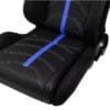 IMG_4773 Black car seat cover with a blue racing stripe down the center.