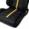IMG_4775 Black car seat cover with yellow stripe detail.