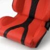 IMG_4960 Red and black racing-style car seat with diamond stitching.