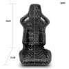 Black racing-style gaming chair with ergonomic design and mesh sections.