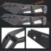IMG_5052 Black metal car door panels with cutouts and attachments.