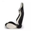 IMG_5200 Black and white ergonomic racing-style chair seat.