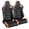Two black and orange chairs