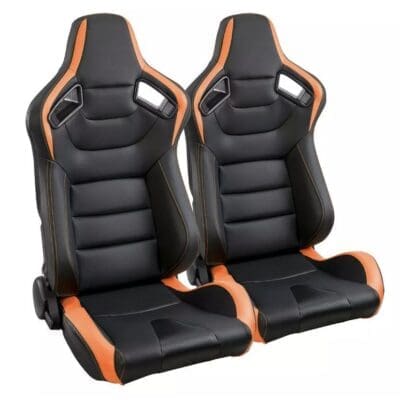 Two black and orange chairs