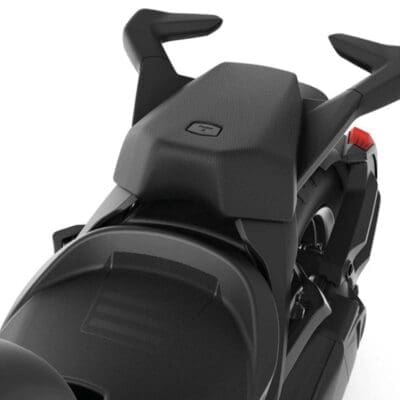 A closeup photo of a black vehicle
