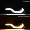 IMG_5377 Car headlight showing white light and yellow flashing light modes.
