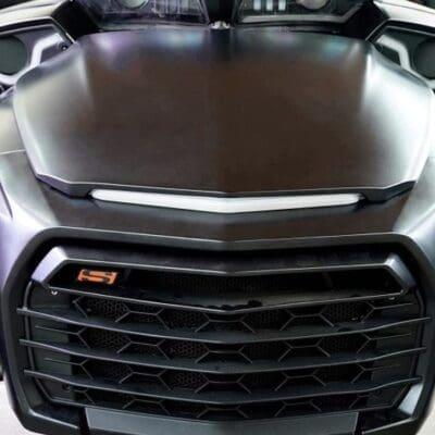 Black grill of a vehicle