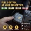 IMG_7024 Hand holding a smartphone displaying a control app for a vehicle with various driving modes.