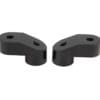 Two black metal brackets with screw holes on a white background.