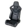 99d929ad-a660-4e96-b0dc-c542abc8046d Black ergonomic racing seat with contoured design.