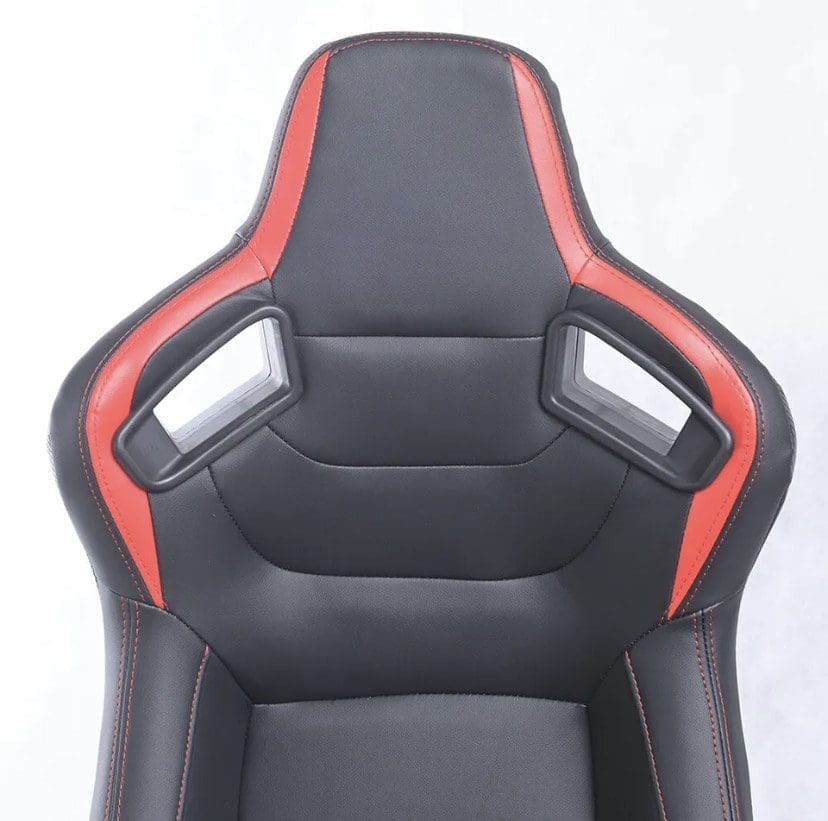 IMG_1056 Black and red gaming chair with ergonomic design.