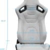 IMG_7896 White ergonomic gaming chair with dimensions shown.