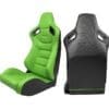 IMG_7905 Two sporty car seats, one green front and one black back.