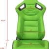 IMG_7907 Green gaming chair with detailed measurements for width and height.