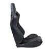 a3a2c8b0-d631-4564-ae61-11121b73cc3b Black racing-style car seat with ergonomic design.