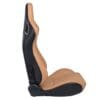 b4a272b6-b298-4e81-832b-98bbb4be498c Modern ergonomic car seat with brown and black upholstery.