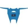 blue Blue robotic drone with extended wings and sensor in the front.