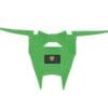 green Green abstract creature with a triangular mouth and two long horns.