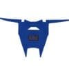 royalblue Blue mechanical bull head with long horns and a digital display.
