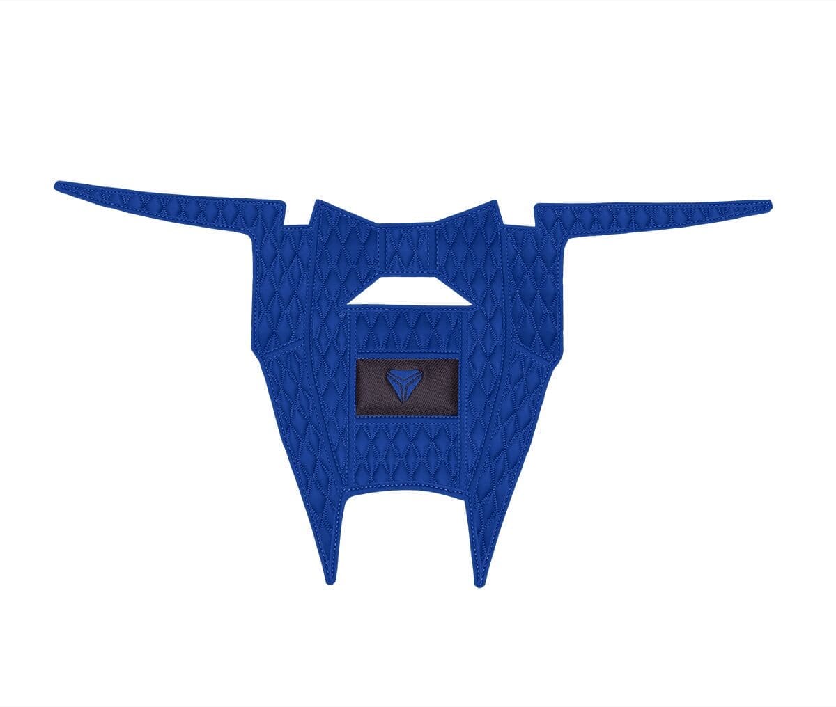 royalblue Blue mechanical bull head with long horns and a digital display.