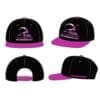 IMG-0245 Black and purple snapback cap with a logo on the front panel.