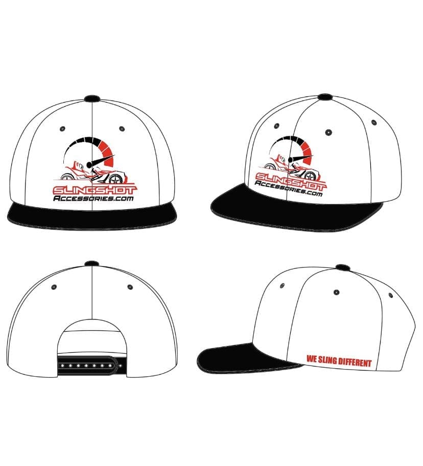 IMG-0253 A white and black cap with a red and black design on the front and text.