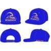 IMG-0255 Blue snapback hats with a logo on the front panel.