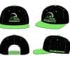 IMG-0258 Black and green cap with logo and text design.