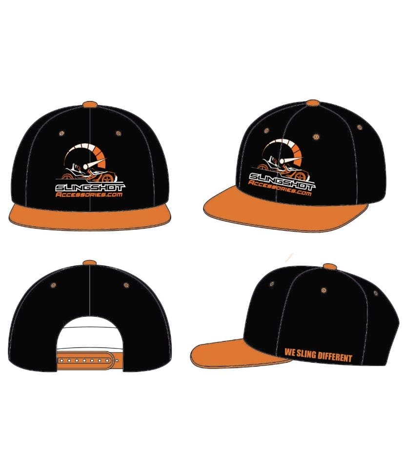IMG-0259 Black and orange baseball caps with a logo on the front.