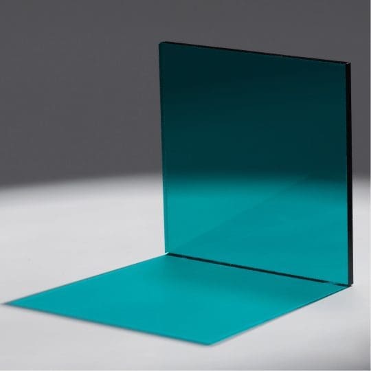 Teal Minimalist turquoise panels casting shadows on a gray surface.